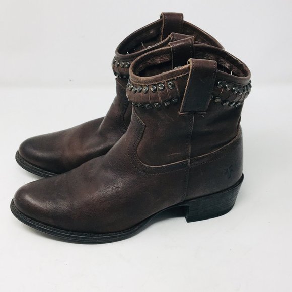 Frye Ankle Boots Leather Studded Diana 7.5 - Picture 3 of 7